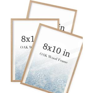 UPWOIGH 8x10 Oak Wood Picture Frame - Minimalist 8x10 Poster Frame, 8"x10" Picture Frame Wood, Natural Solid Wooden Picture Frames for Wall Art Photo and Prints (Set of 3)
