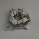 WELL KNOWN Artificial Flower Candle Rings Wreath, 12" Small White Fall Wreath for Candles & Candleholders, Autumn Winter Centerpieces for Home Table Decor