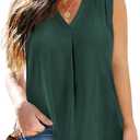 Eytino Plus Size Tank Tops for Women Dressy Casual V Neck Summer Sleeveless Tops Loose Chiffon Blouses Work Shirts, Size: 1X, Green