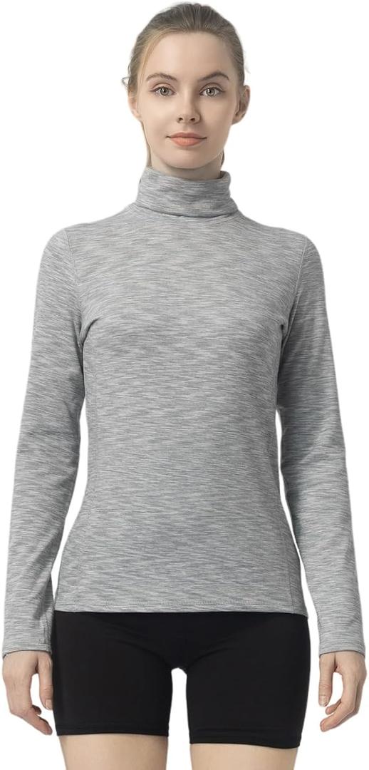 Leapstride Women's Turtleneck Slim - Fit Long Sleeve Base Layer Top, Space - Dyed Pattern, Sport Jersey for All - Round Activities, XL