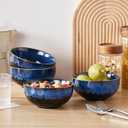 4 x vancasso Starry 24oz Bowls for Soup, Ceramic Soup Bowls Set of 4, Blue Cereal Bowls Set for Kitchen, Salad Bowls Set, Pasta Oatmeal Bowls, Lead-free, Dishwasher & Microwave Oven Safe, Blue