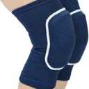MINILUJIA Soft Breathable Knee Pads for Kid Elastic Nonslip Sponge Sleeves Flexible Children Knee Support Protector Sleeves Cover One Pair (Small, Blue)