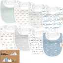 8-Pack Organic Baby Bibs for Boys, Girls - Soft Cotton Drooling and Teething Bibs for Baby Girl & Boy, Extra Absorbent, Easy To Clean & Put On for Toddler, Newborn, Infant 0-24 Months (Vessels)
