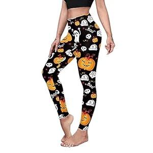 Halloween Pumpkin Spider Web Print Stretch Peach Butt Stretch Leggings (Medium)