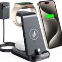 3 in 1 Charging Station for AppleUSB C Charger for iPhone 16/15/Plus/Pro/MaxNot for iPhone 14 or Earlier, Wireless Charger for Apple Watch Ultra 2/Ultra/SE/10/9/8/7/6/5/4/3/2 & AirPods 4/3/2/Pro