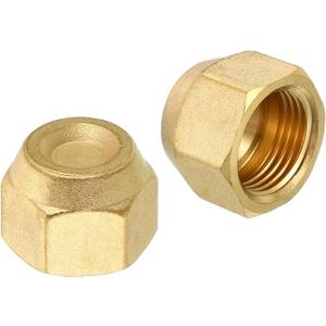 PATIKIL 1/2" Brass Flare Cap, 3/4-16UNF Female Thread 2Pcs SAE Flare Fitting 45 Degree Hex Pipe Fittings for Air Conditioner Refrigeration (0.5 Inch)