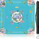 Mahjong Mat for Table 32x32 Inch, No Crease Roll-Up Design, Non-Slip Noise Reduction American Mahjong Mat with Carry Bag and Dice, Portable Gaming Mat for Mahjong, Poker, Card and Board Games