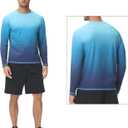 Satankud Men's Long Sleeve Swim Shirts Rashguard UPF 50+ UV Sun Protection Shirt Athletic Workout Running Hiking T-Shirt Swimwear (Blue Gradient,X-Large)