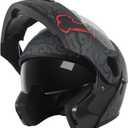 SPARK DOT Approved Modular Flip-Up Dual Visor Motorcycle Full Face Helmet for Adults Men & Women (Skull, X-Large)