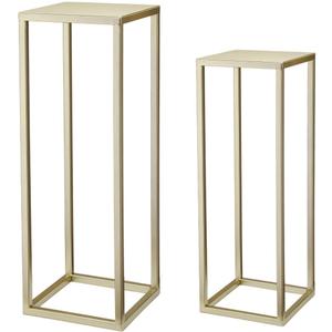 Gold Plant Stand Indoor Pack of 2, No Assembly Required Metal Pedestal Flower Stand, Upgraded 0.6" Heavy Duty Column Table for Wedding Centerpieces, Living Room Modern Flowerpot Holder Rack