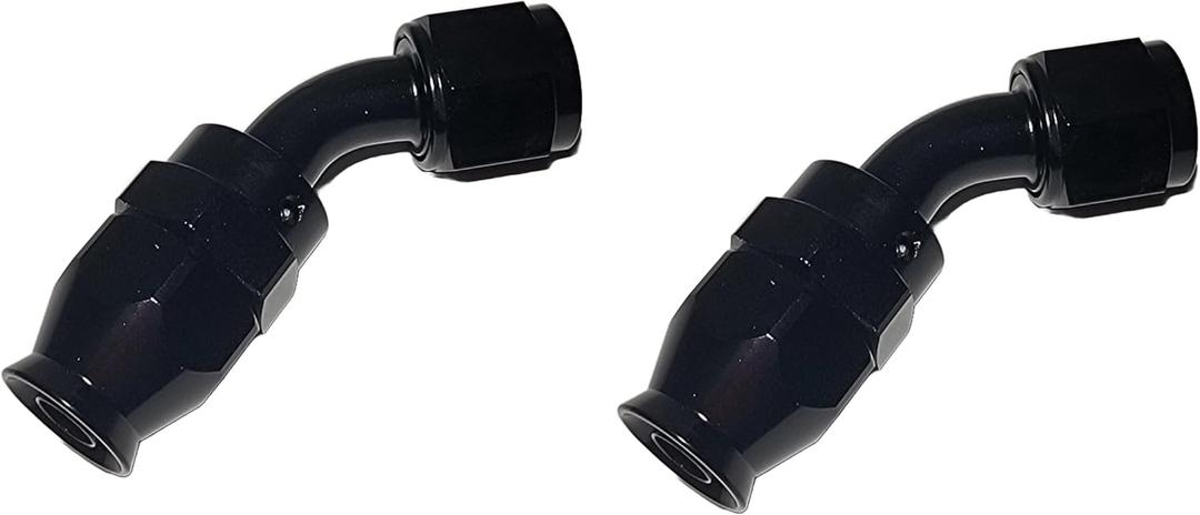 6AN 8AN 10AN 2 Pack PTFE Swivel Hose End Fitting Adapters Oil/Fuel/Gas Hose Line (8AN 45 Degree)