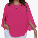 SCOMCHIC Plus Size Blouses for Women Summer Chiffon 3/4 Sleeve Tunic Tops Dressy Scoop Neck Casual Loose Flowy Shirts size XL