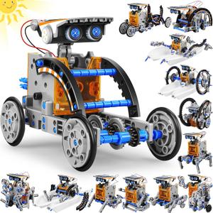 Bottleboom STEM 13-in-1 Education Solar Power Robots Toys for Boys Age 8-12, Educational Toy Science Kits for Kids Experiment Robotics Set Birthday Gifts for 8 9 10 11 12 Years Old (Blue Gray)
