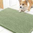 OLANLY Dog Door Mat for Muddy Paws 30x17, Absorbs Moisture and Dirt, Absorbent Non-Slip Washable Doormat, Quick Dry Chenille Mud Mat for Dogs, Entry Indoor Entryway Carpet for Inside Floor, Sage Green