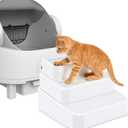 Adjustable 3 Steps Litter Box Ramp, Cat Ramp for Litter Box with Litter Trapper, Litter Box Step for Small & Elderly Cats, Fits Automatic Litter Boxes (White)