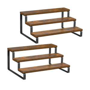 Giikin 3-Tier Spice Rack, 13.8 Inch Wood Countertop Spice Storage Holder, Kitchen Pantry Cabinet Organizer Cupboard for Spice Bottles, Jars, Seasonings, Baking Supplies, Metal Frame(Set of 2)