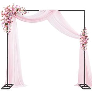 Wokceer Metal Heavy Duty Backrop Stand Square 8x8FT Adjustable Pipe and Drape Kit Black Photo Booth Stand for Wedding Ceremony Birthday Party Photography Exhibition Celebration