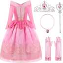 ReliBeauty Girls Princess Dress up Costume with Accessories, 8-10, Pink