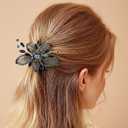 CASDRE Rhinestone Bridal Hair Barrette Black Leaf Bride Wedding Hair Clips Crystal Hair Accessories for Women and Girls