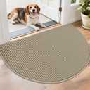BEQHAUSE Dirt Trapper Door Mat 17" x 30" Half Circle Non-Slip Washable Doormats Entrance Rugs Absorbent Welcome Low Profile Floor Mats for Front Back Door and Entryway, Light Beige