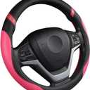 Universal Leather Steering Wheel Cover for Women Steering Wheel Cover for Car 15 inch (Rose)
