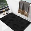 DEXI Bathroom Rugs 17x30, Extra Soft Absorbent Bath Mat, Non Slip Bathmat for Bathroom Floor, Machine Washable Rugs for Shower Floor, Black