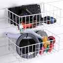 Hicarer 4Pcs Metal Slatwall Baskets and Bins Set Hanging Storage Baskets for PVC Slatwall Mounted Accessories Storage Display on Garage Panels(14.5x8.5x5,White)