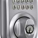 Schlage Plymouth Electronic Keypad Deadbolt Lock, Keyless Front Door Entry, Mechanical Key Backup Included, Satin Chrome, BE365 PLY 626