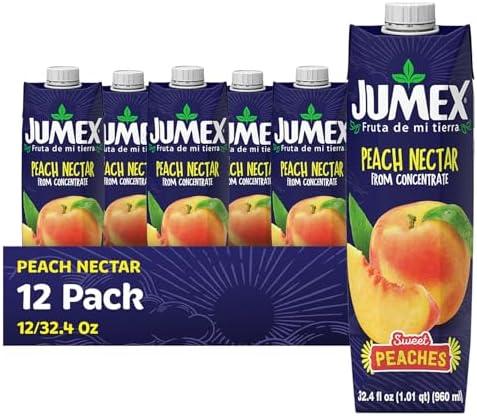 Jumex Peach Juice Nectar - Peach Nectar Made with Fresh Fruit Puree - Tropical Fruit Juice Concentrate for Smoothie Mix, Cocktail Mixers, Kids Drinks & Mexican Beverages - 32.4oz, 9 Pack Carton BB 8/7/26