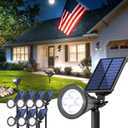 Solar Lights Outdoor Waterproof IP65,6500K Super Bright LED,2 Lighting Modes, Solar Powered Yard Garden Solar Spot Lights for Flag Landscape Auto On/Off-8 Pack (Cool White)