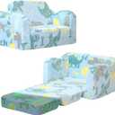 MeMoreCool Toddler Chair  Convertible Glowing Dinosaur Flip-Out Kids Sofa | 13 Years | Soft Foam Couch for Playroom, Reading & Relaxing | Fold-Out Lounge Seat with Washable Cover