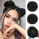 HANYUDIE Space Bun Hair Pieces 2PCS Claw Clip in Hair Bun Mini Bun Hair Scrunchies Extension for Women Girls Natural Black