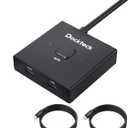 Dockteck USB C Switch, Bi-Directional Switcher 1 in 2 Out/2 in 1 Out, USB Switch with 4K@60Hz, 10Gbps Transfer Speed, 100W PD Charging,Included Two 3.3FT USB-C Full Featured Cable for Laptop