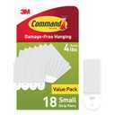 Command 4 lb Small Picture Hanging Strips 18 Pairs (36 Command Strips), Damage-Free Hanging Picture Hangers, No Tools Wall Hanging Strips for Home Decor, White Adhesive Strips