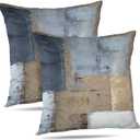 Grey and Brown Throw Pillows Covers Blue Abstract Art Painting Aesthetic Modern Square Decorative Pillow Covers Soft Throw Pillows for Couch Sofa Bedroom 18X18 Inches, Set of 2