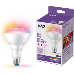 WiZ 65W BR30 Color LED Smart Bulb - Pack of 1 - E26- Indoor - Connects to Your Existing Wi-Fi - Control with Voice or App + Activate with Motion - Matter Compatible