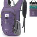 SKYSPER 15L/20L Foldable Hiking Backpack Lightweight Packable Travel Daypack with Chest Strap Small Folding Pack for Walking (Purple)