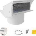 8 Inch Exterior Dryer Vent Cover Outside, Wall Vent Cover Outdoor Hooded Wall Vent with Backdraft Damper for Dryer Kitchen Bathroom Range Hood HVAC Duct Vent, Galvanized Steel (White)