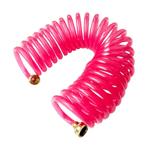 Yereen Recoil Garden Water Hose 3/8"ID x 25ft Premium With 3/4"Inch Brass Fittings Retractable, Swivel Female, Outdoor Patio Hose Marine&Boat, Transparent Pink(25')