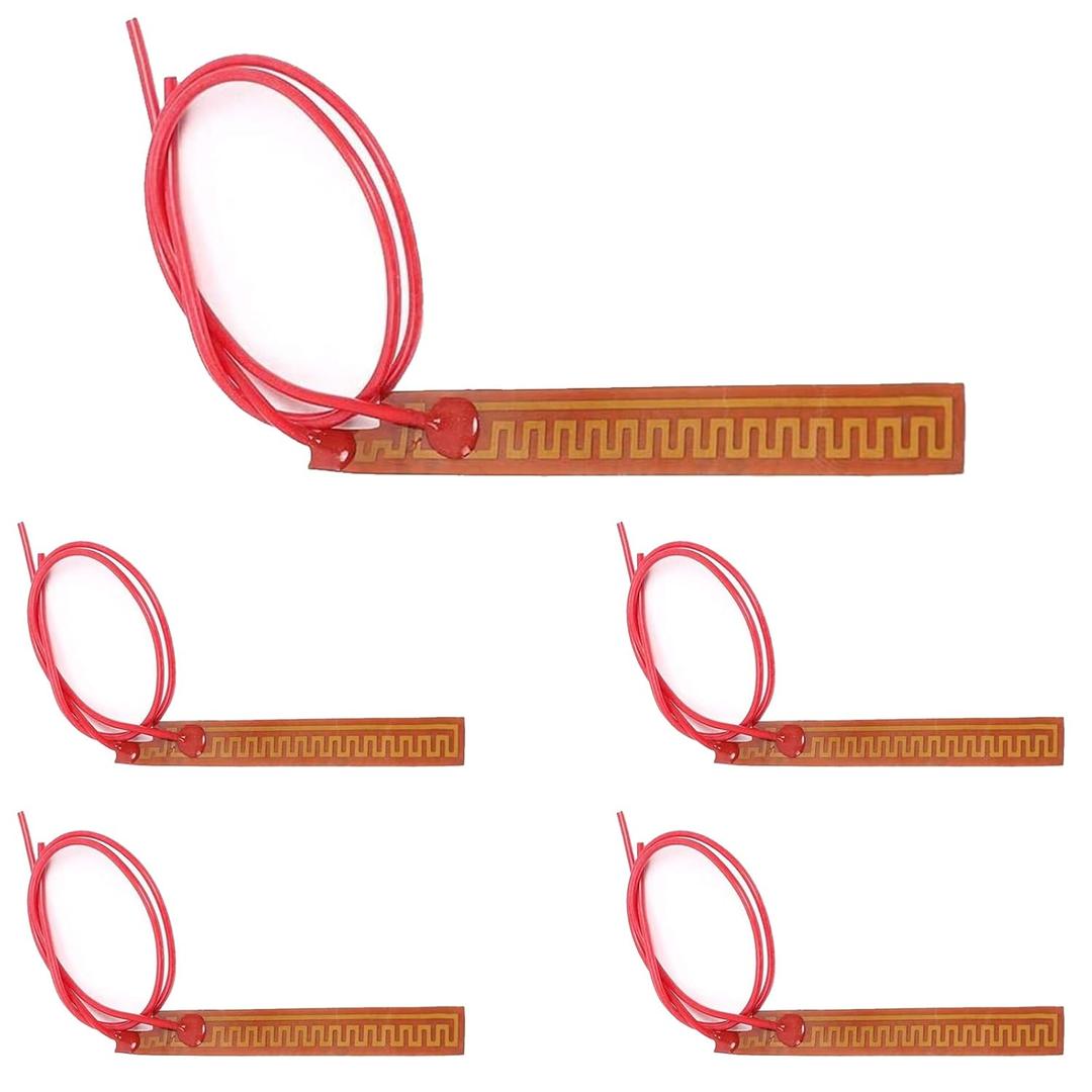 12V 12W Flexible Polyimide Heater Plate, Adhesive Hot Foil Heater PI Heating Film 10mmx93mm(Pack of 5)