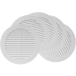Repa Market 5-Pack 6'' Inch - Plastic White Vent Covers with Flange - Round Soffit Vent - Air Vent Louver - Grille Cover - Protective Screen Mesh - HVAC Ventilation