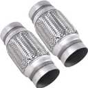2 x Exhaust Flex Pipe Stainless Steel Braid 3"Inch x 6"Inch w/Ends 8"Inch OAL