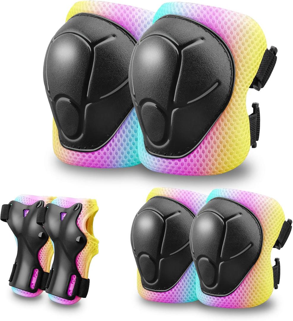 Kids Protective Gear Set Knee Pads for Kids 8-14 Years Toddler Knee and Elbow Pads with Wrist Guards 3 in 1 for Skating Cycling Bike,Biking, Roller Skates, Scooters, M (8-14Years)