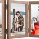 TOFOREVO 4x6 3 Picture Frame Triple Wooden Three Hinged Photo Frame Definition Glass Stand Vertically on Desktop or Tabletop