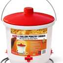 Farm Innovators Heated Waterer with Lid, 60W Hanging Water Dispenser - 2 Gallon Poultry Drinker Bucket with Red Top for Chickens, Turkeys, and Geese