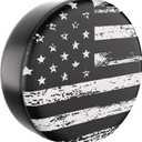Moonet Spare Tire Cover for RV Trailer,Waterproof Leather Wheel Cover with American Flag Fit for Truck,Trailer,RV,SUV,Camper and Most Vehicle 16" Black-White (for Tire Diameter 30-32 inch)