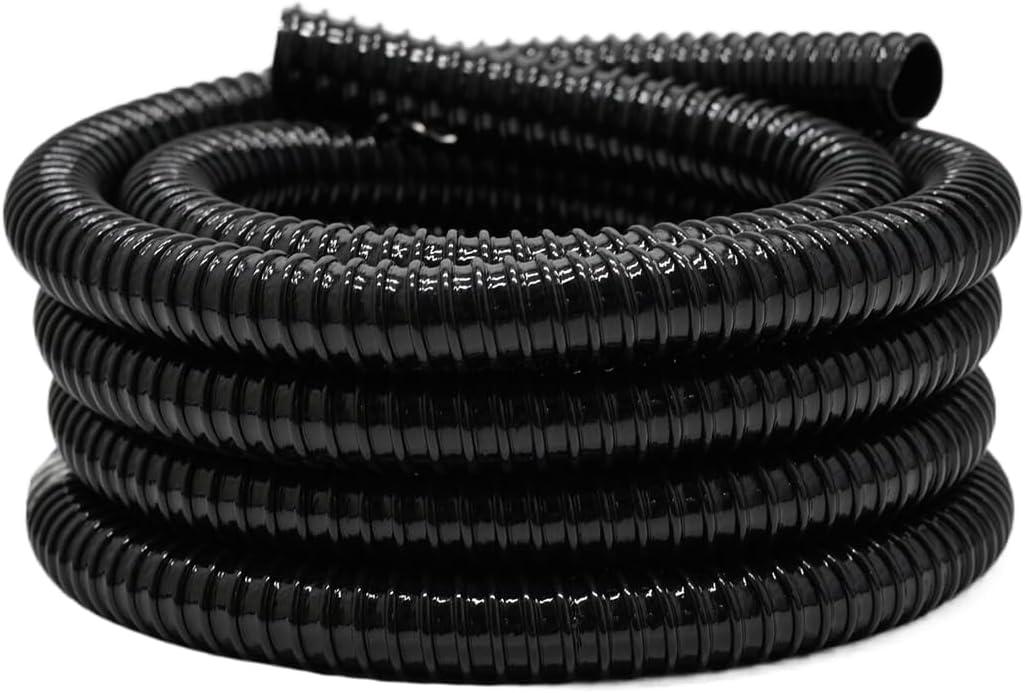 0.75 Inch Pond Tubing, 3/4" ID Corrugated Water Pipe, 20 Feet Length Flexible PVC Hose Pipe with Pipe Fittings, Aquarium, Pond Waterfall, Garden Pond Pump Drainage Tube Black