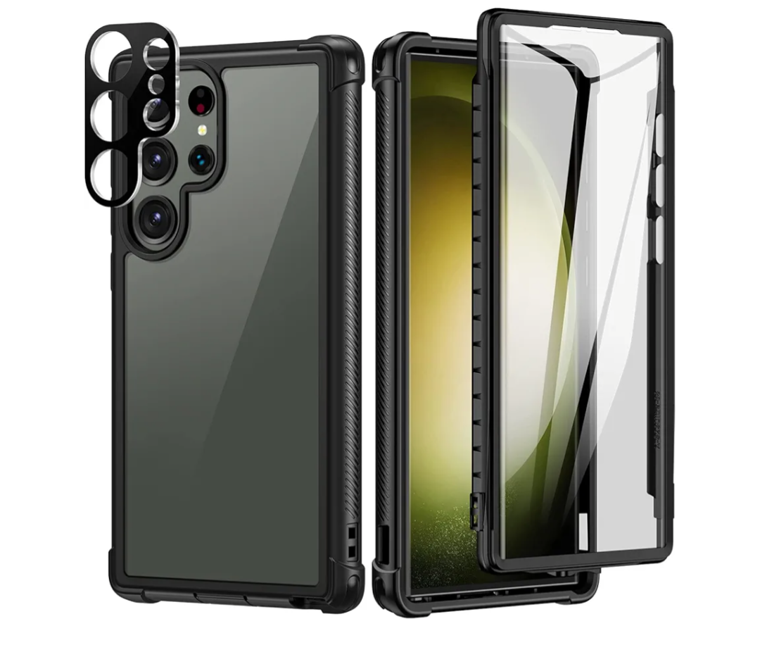 seacosmo Designed for Samsung Galaxy S23 Ultra Case, Full Body Shockproof Cover, with Built-in Screen Protector Slim Fit Protective Case for S23 Ultra 6.8", Black