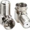 90 Degree Coaxial Connector, Right Angle Coaxial Adapter F-Type, Female to Male RG6 Connector 2-Pack