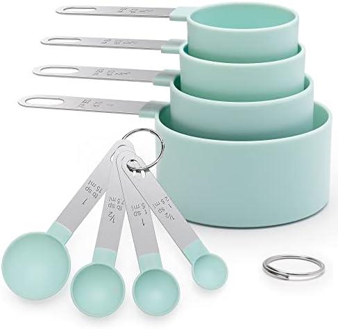 Measuring Cups and Spoons Set of 8 Pieces, nesting measuring cups for Measuring Dry or Liquid Ingredients, Stainless Steel Handle, Kitchen Gadgets for Cooking & Baking